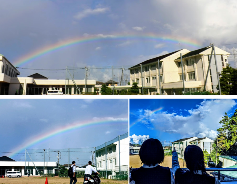 敬愛大学八日市場高校の虹景色